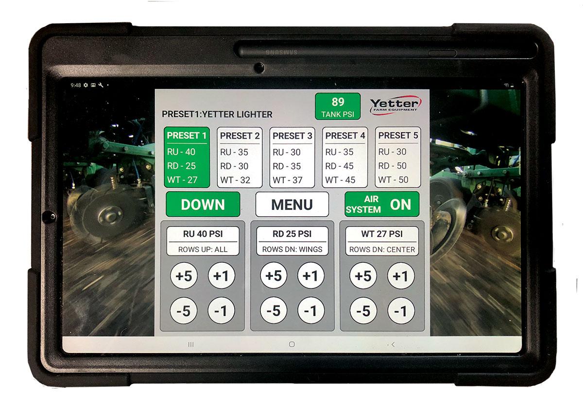 2021 Air Adjust control screen on tablet