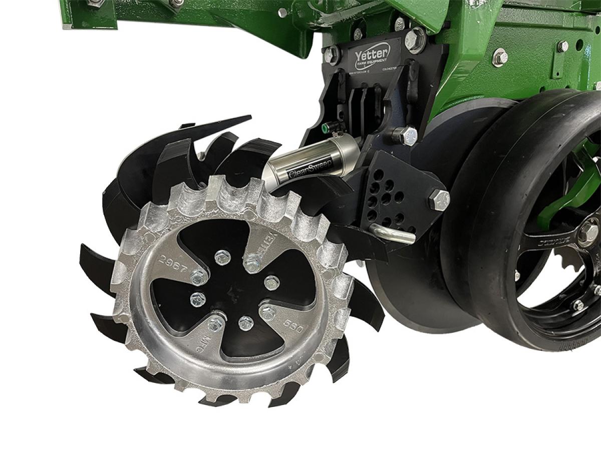 cut out image of Short Floating row cleaner with holes to fit Precision Planting CleanSweep